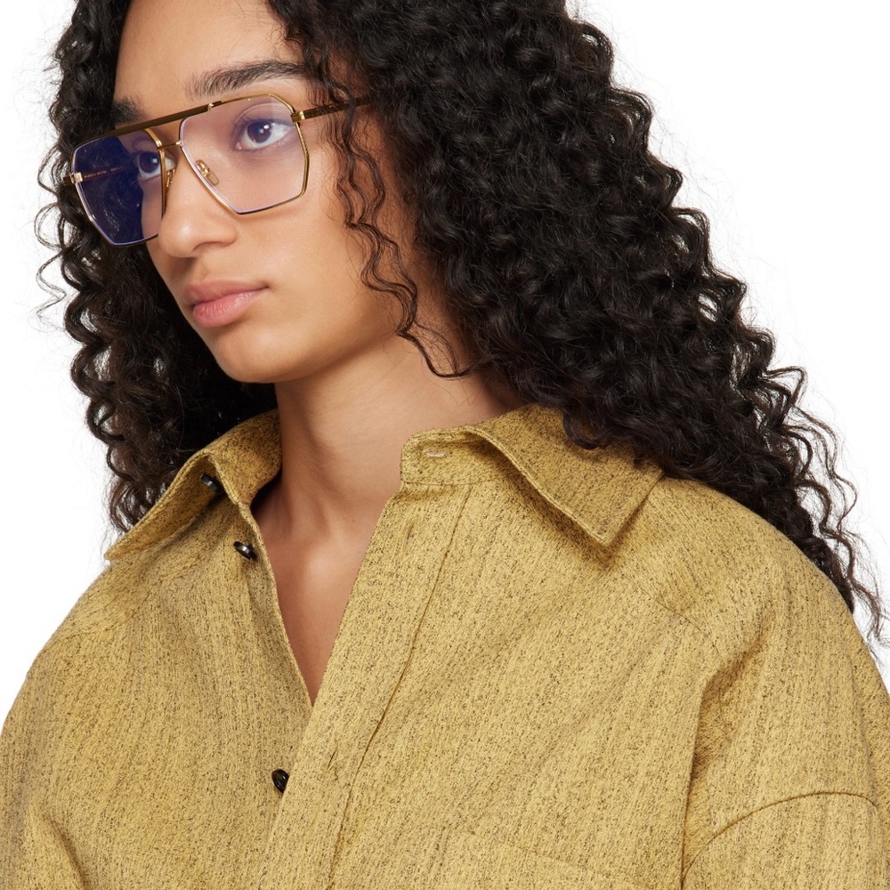 Bottega Veneta Gold Navigator Glasses